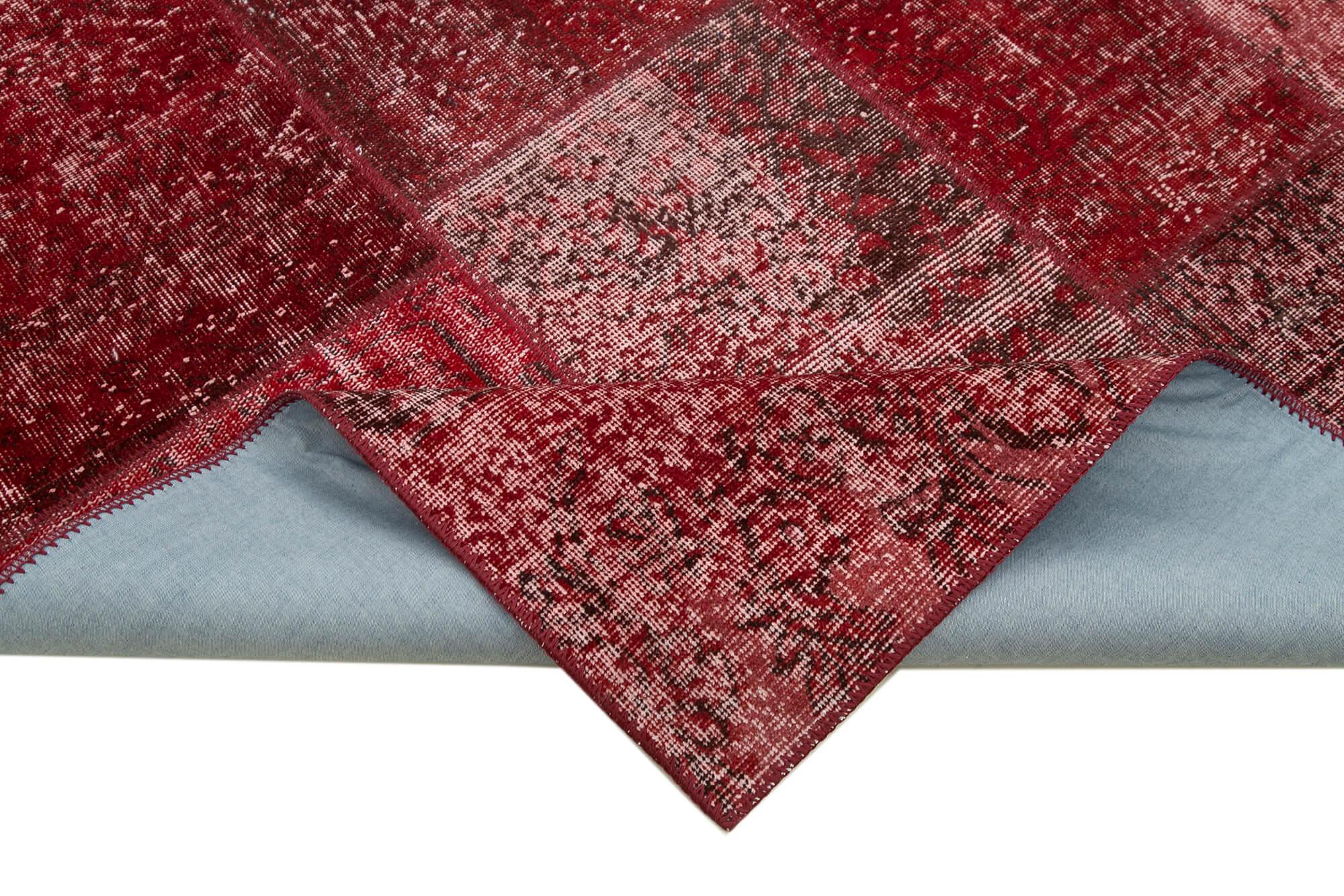 Kırk Yama Kırmızı Patchwork Pamuk Yün El Dokuma Halısı 170x241 Agacan