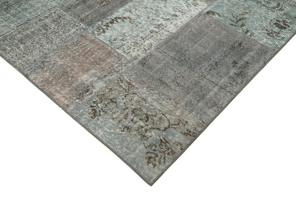 Kırk Yama Gri Patchwork Pamuk Yün El Dokuma Halısı 170x247 Agacan
