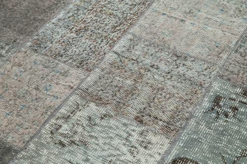 Kırk Yama Gri Patchwork Pamuk Yün El Dokuma Halısı 170x247 Agacan