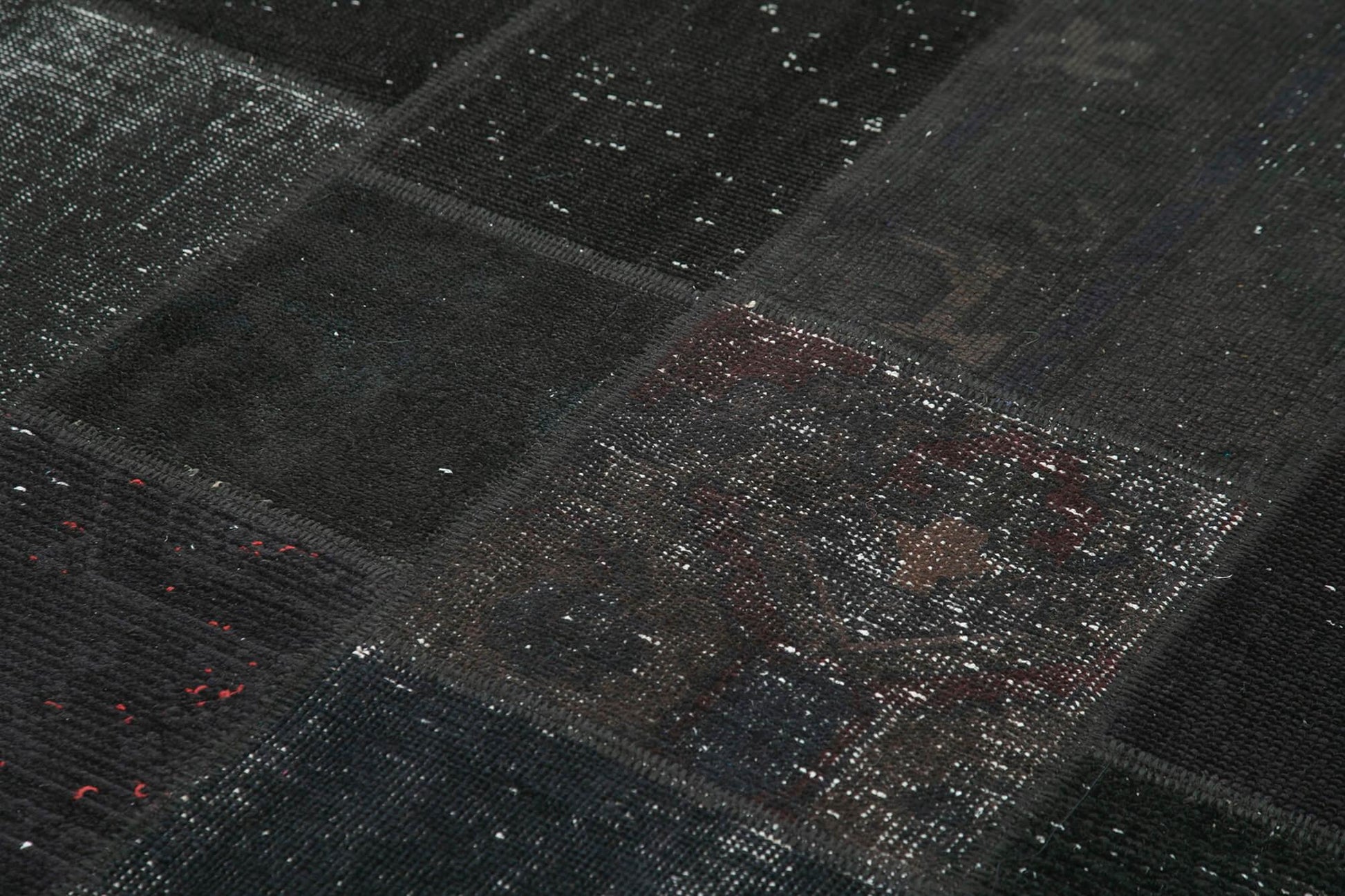 Kırk Yama Siyah Patchwork Pamuk Yün El Dokuma Halısı 170x245 Agacan
