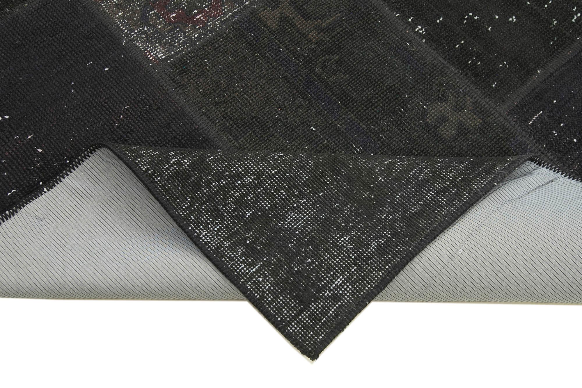 Kırk Yama Siyah Patchwork Pamuk Yün El Dokuma Halısı 170x245 Agacan