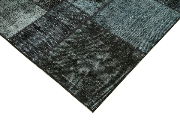 Kırk Yama Siyah Patchwork Pamuk Yün El Dokuma Halısı 170x241 Agacan
