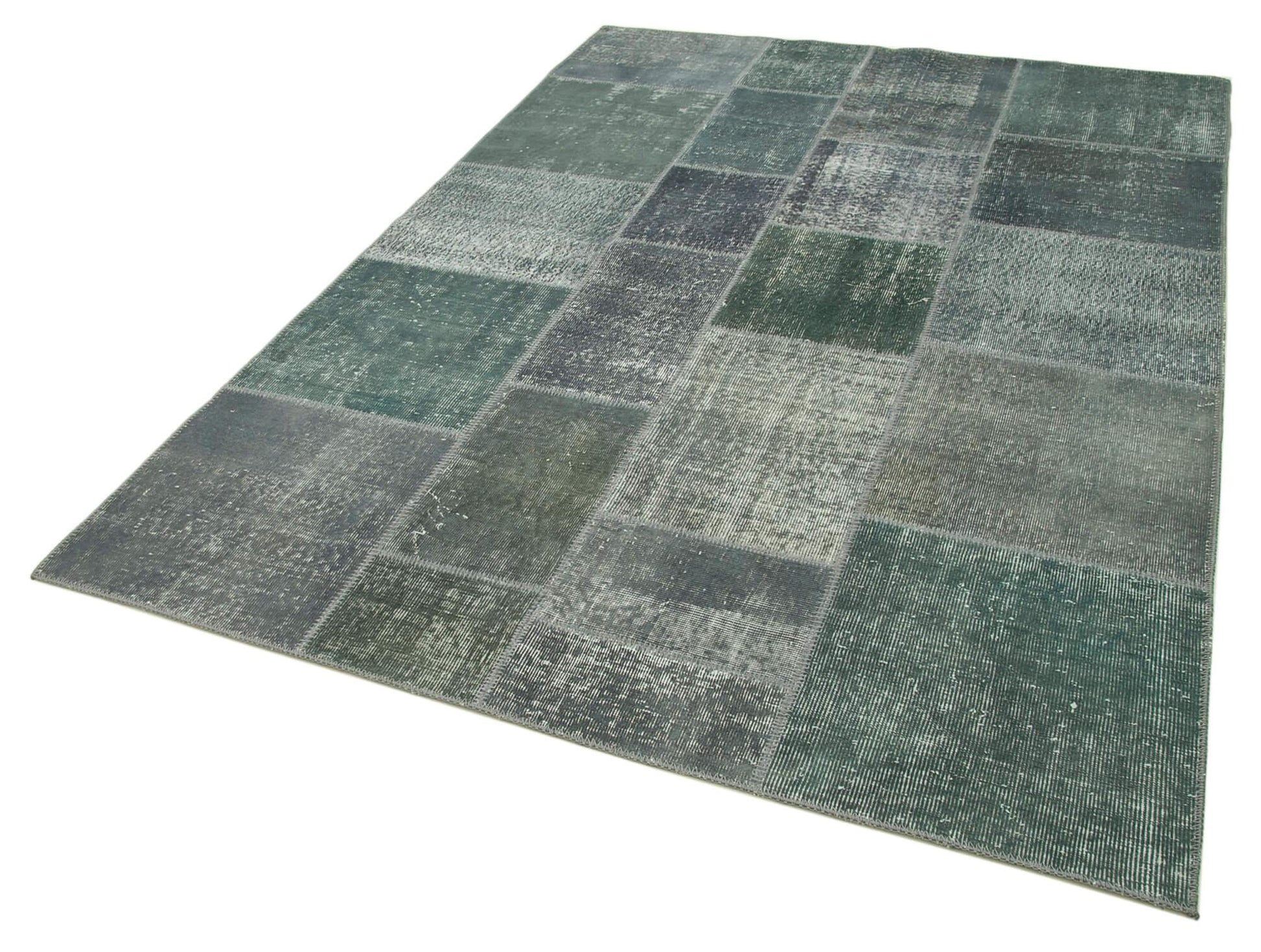 Kırk Yama Gri Patchwork Pamuk Yün El Dokuma Halısı 171x243 Agacan