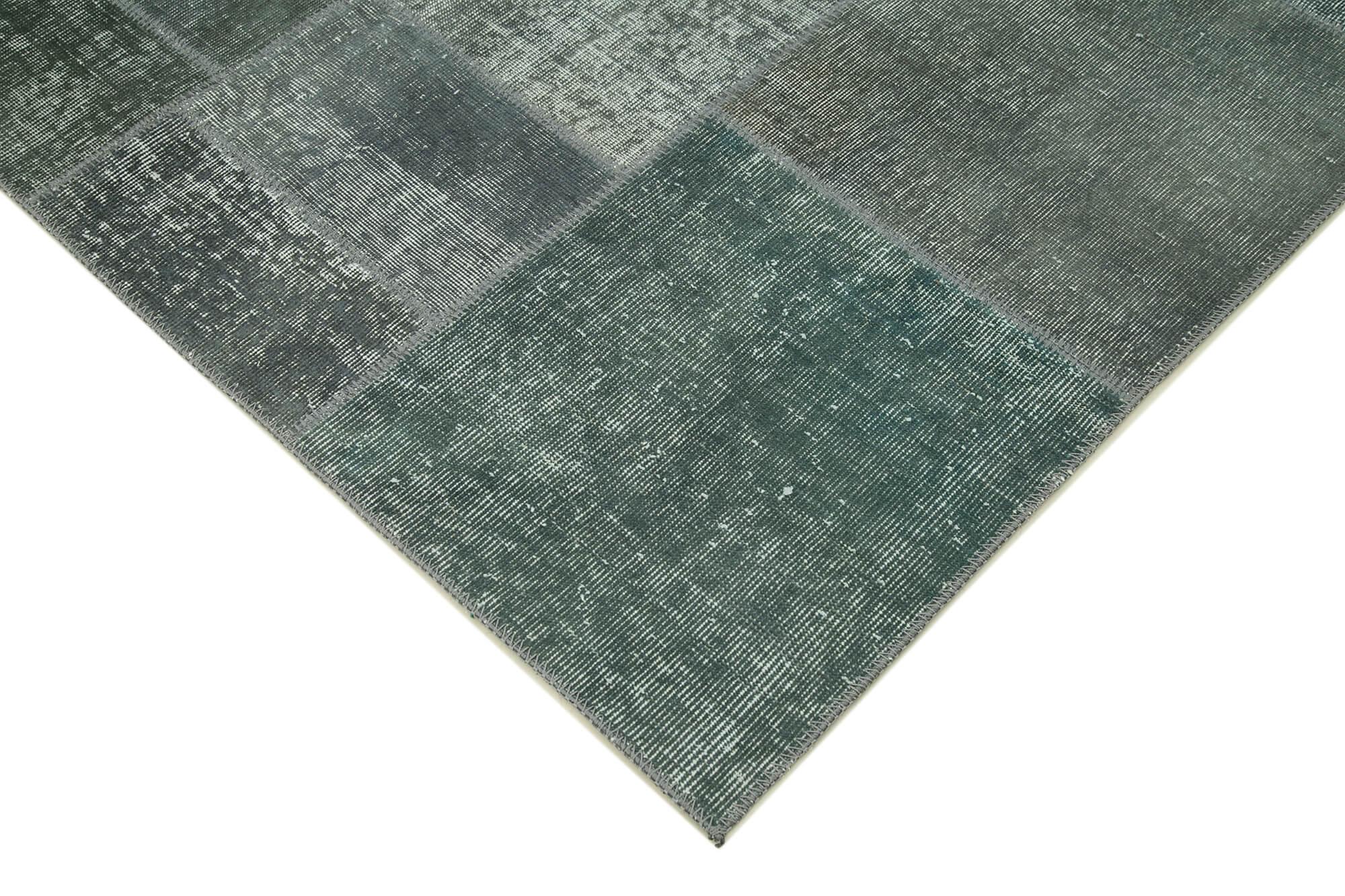 Kırk Yama Gri Patchwork Pamuk Yün El Dokuma Halısı 171x243 Agacan