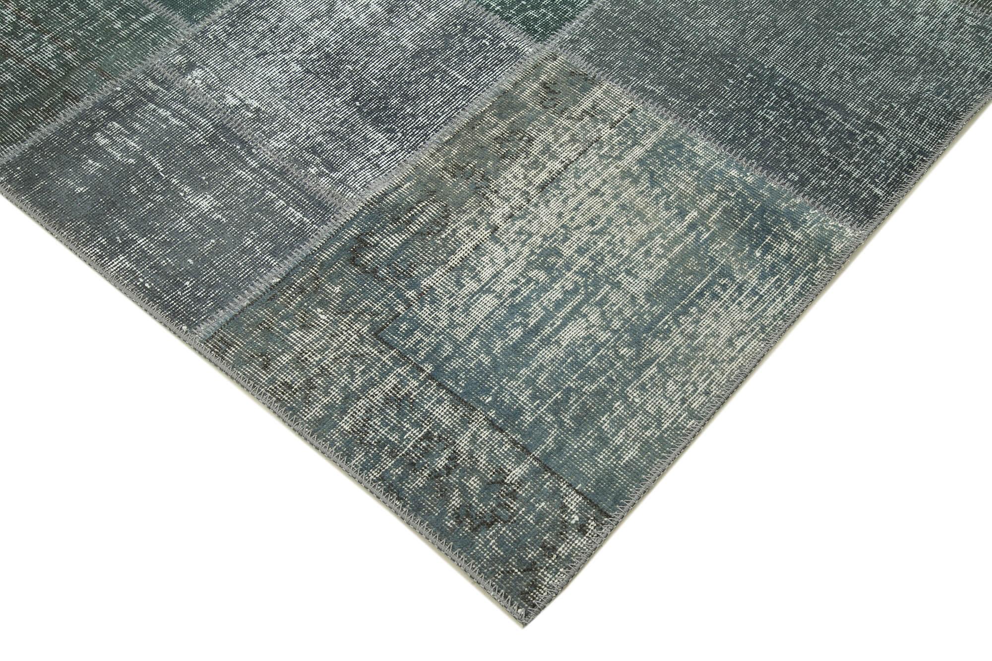 Kırk Yama Gri Patchwork Pamuk Yün El Dokuma Halısı 171x239 Agacan
