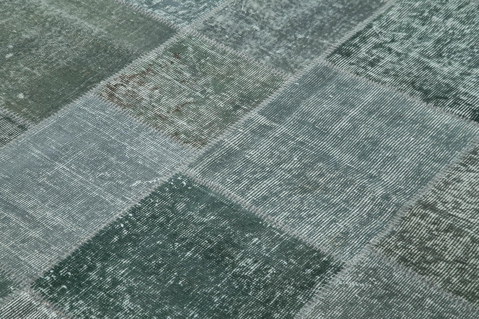 Kırk Yama Gri Patchwork Pamuk Yün El Dokuma Halısı 171x239 Agacan