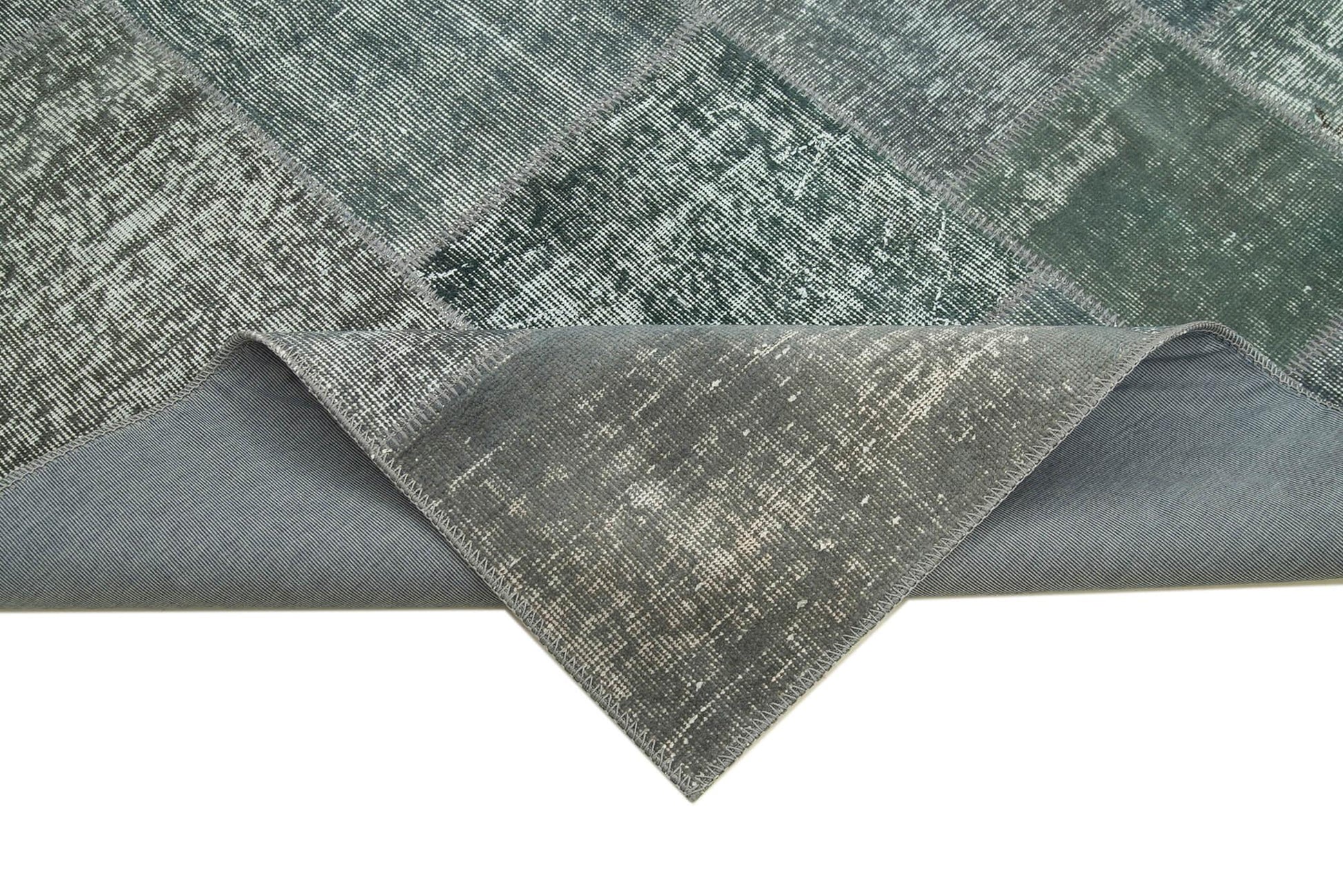 Kırk Yama Gri Patchwork Pamuk Yün El Dokuma Halısı 171x239 Agacan