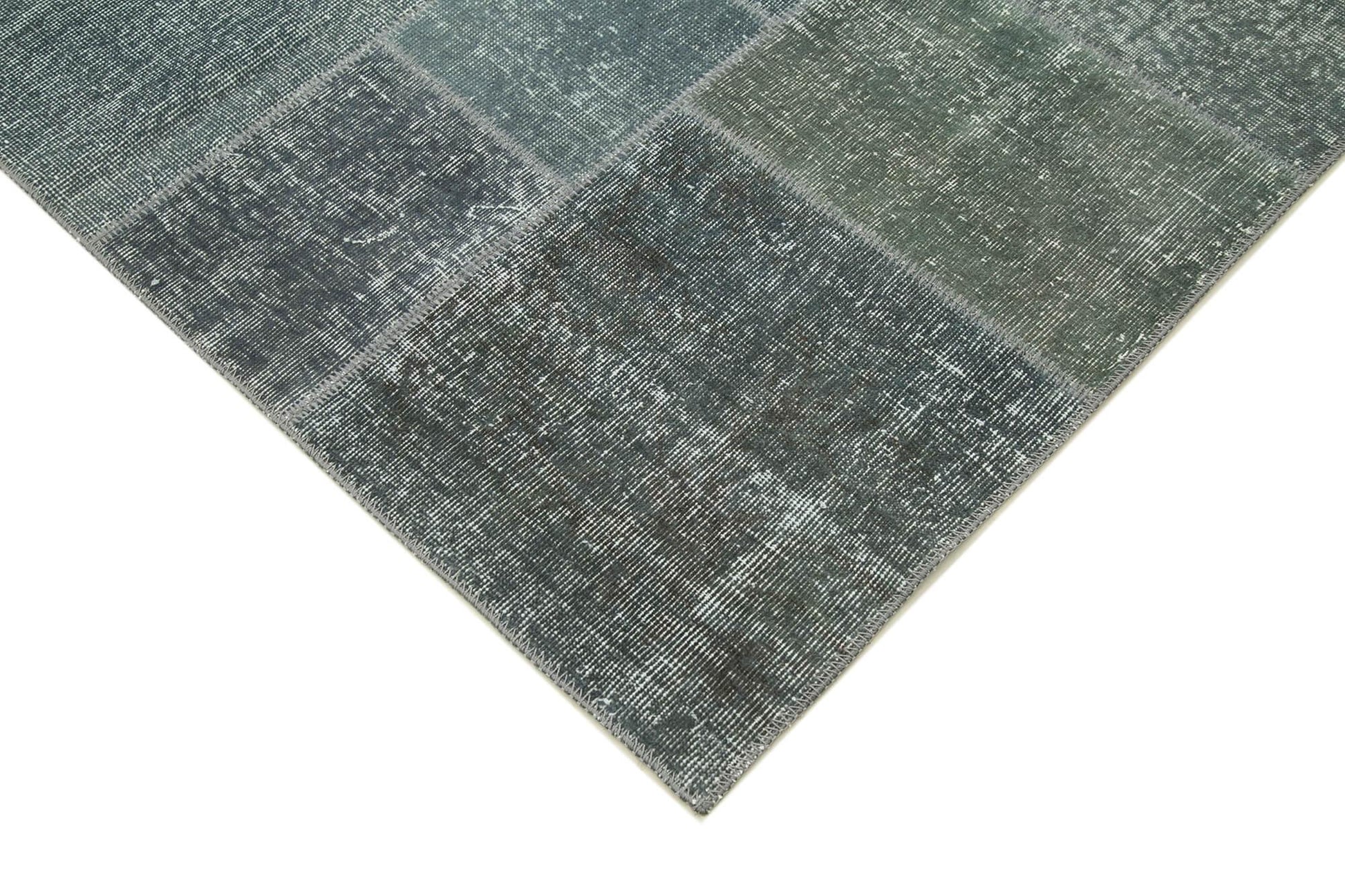Kırk Yama Gri Patchwork Pamuk Yün El Dokuma Halısı 171x243 Agacan