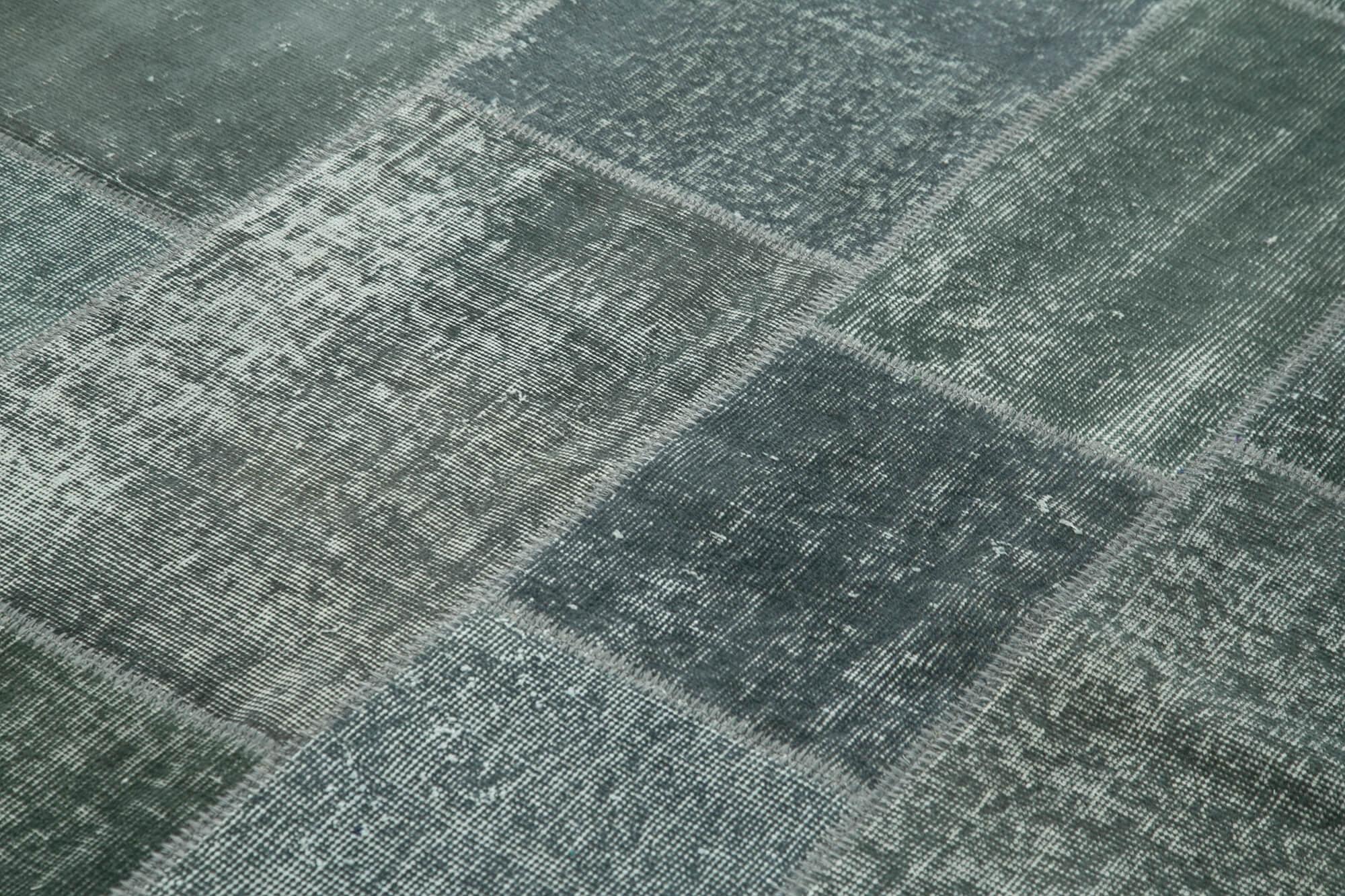 Kırk Yama Gri Patchwork Pamuk Yün El Dokuma Halısı 171x243 Agacan