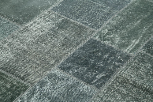 Kırk Yama Gri Patchwork Pamuk Yün El Dokuma Halısı 171x243 Agacan