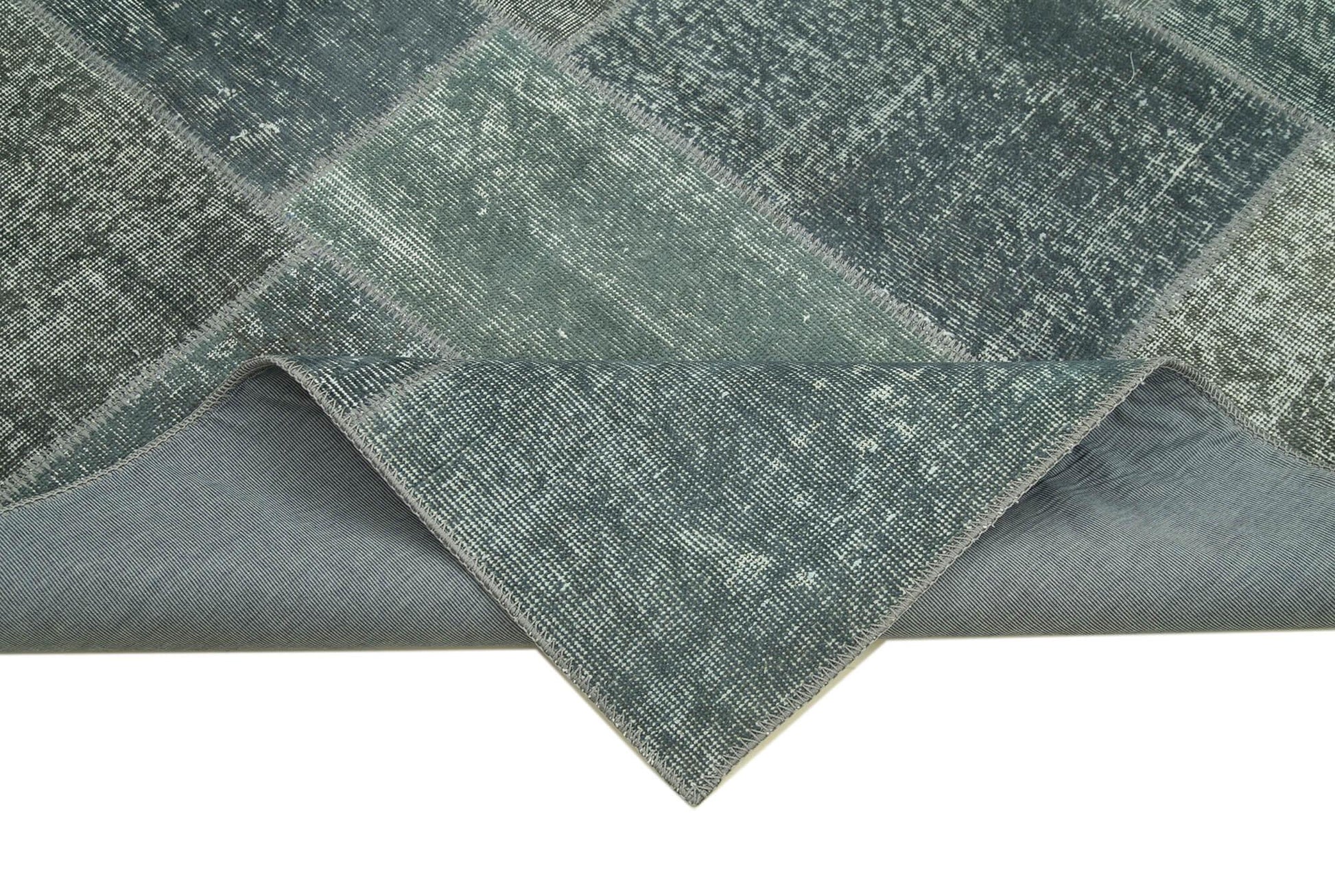 Kırk Yama Gri Patchwork Pamuk Yün El Dokuma Halısı 171x243 Agacan