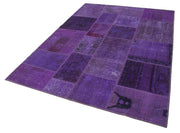 Kırk Yama Mor Patchwork Pamuk Yün El Dokuma Halısı 171x239 Agacan