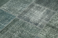 Kırk Yama Gri Patchwork Pamuk Yün El Dokuma Halısı 170x240 Agacan