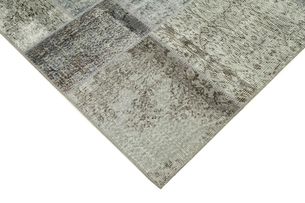 Kırk Yama Gri Patchwork Pamuk Yün El Dokuma Halısı 170x240 Agacan