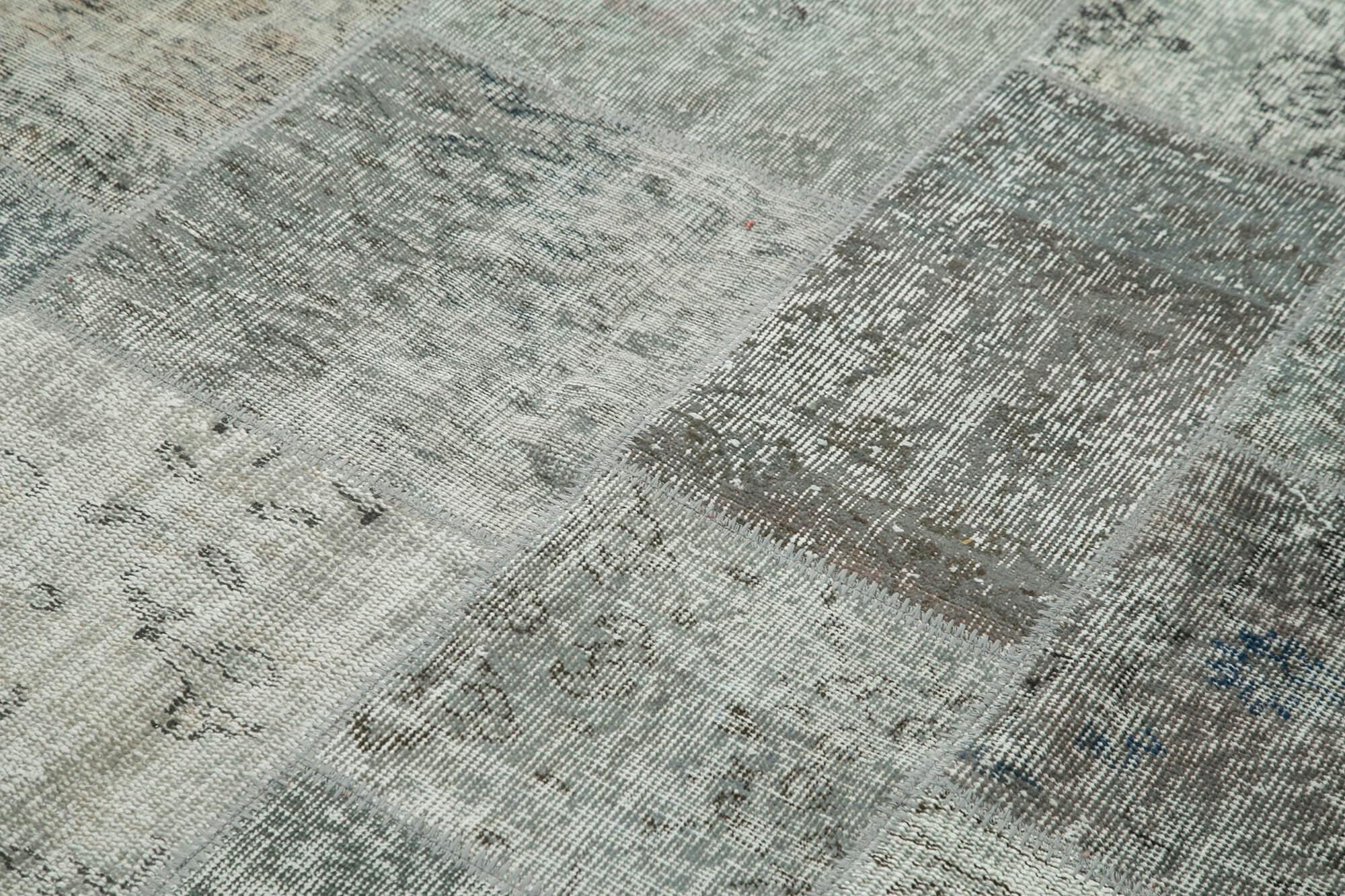Kırk Yama Gri Patchwork Pamuk Yün El Dokuma Halısı 170x240 Agacan