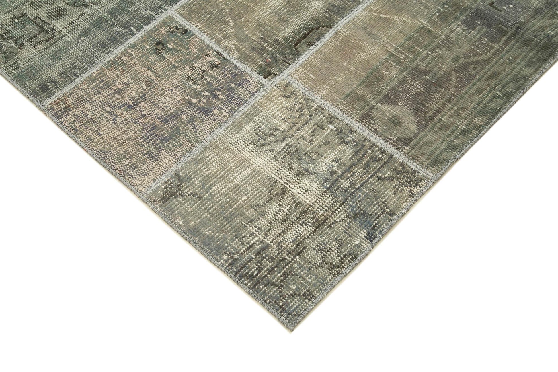 Kırk Yama Gri Patchwork Pamuk Yün El Dokuma Halısı 172x242 Agacan