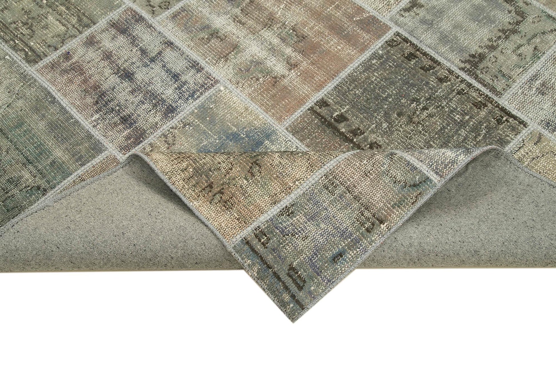 Kırk Yama Gri Patchwork Pamuk Yün El Dokuma Halısı 172x242 Agacan