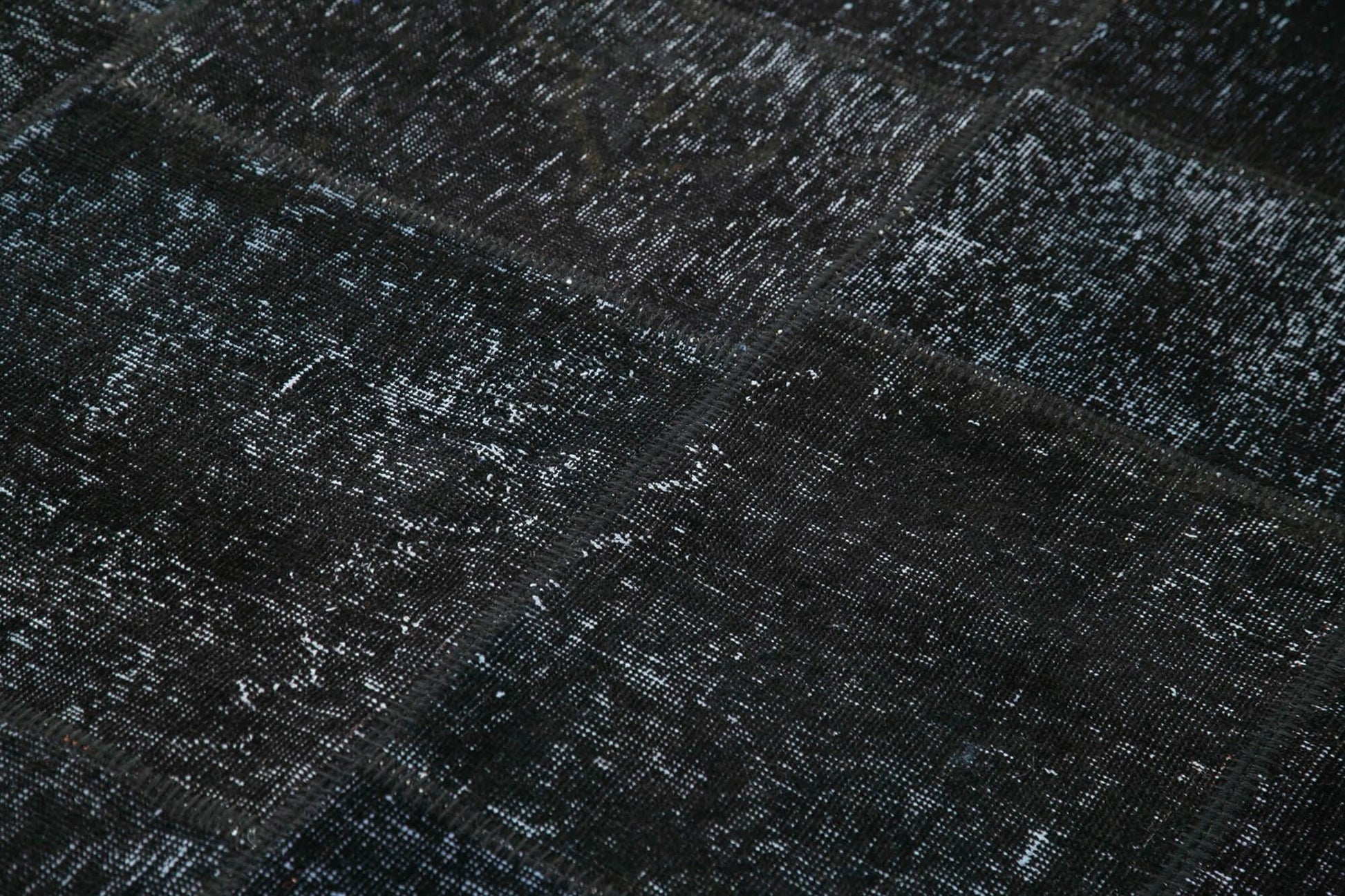Kırk Yama Siyah Patchwork Pamuk Yün El Dokuma Halısı 168x241 Agacan