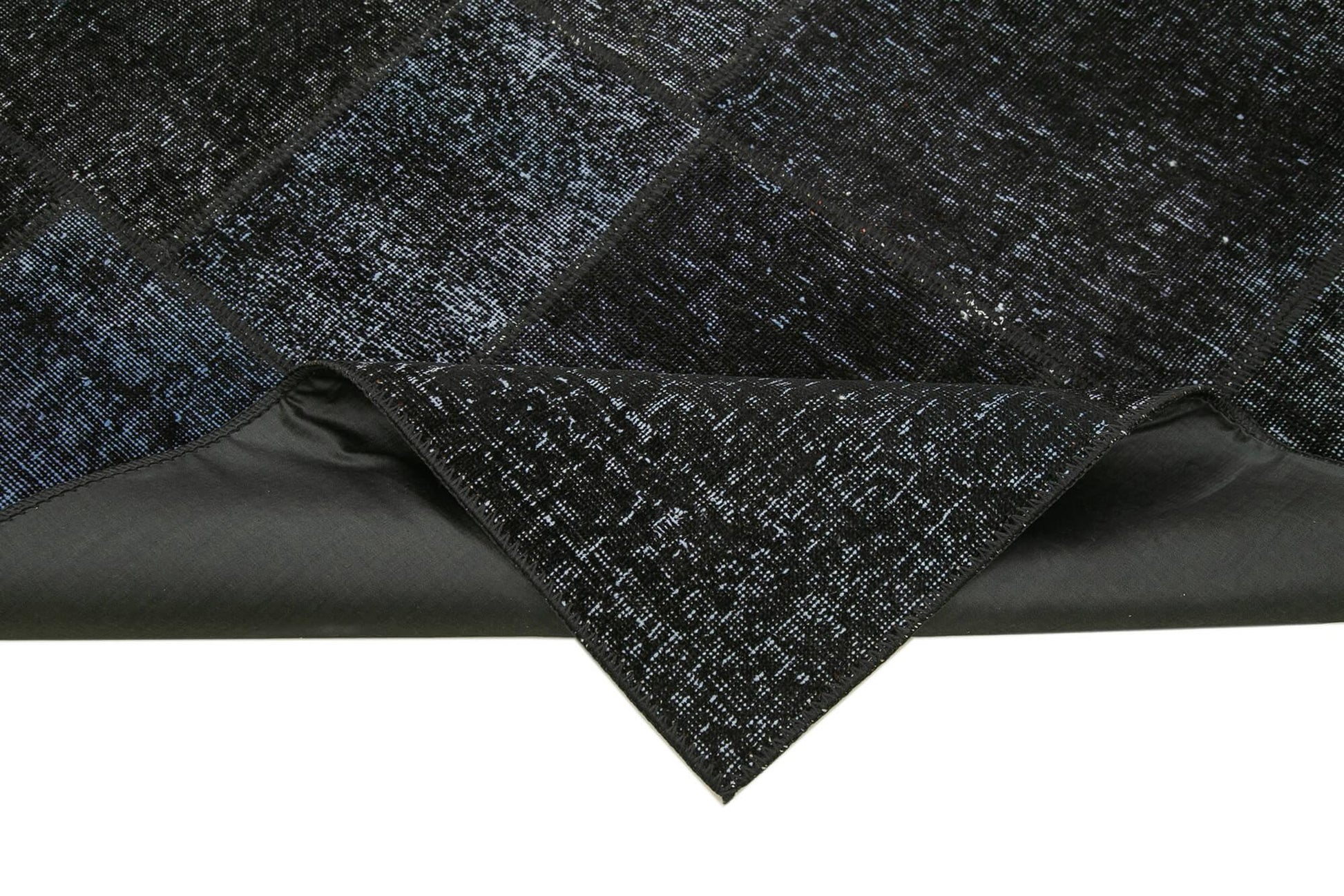 Kırk Yama Siyah Patchwork Pamuk Yün El Dokuma Halısı 168x241 Agacan