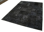 Kırk Yama Siyah Patchwork Pamuk Yün El Dokuma Halısı 172x242 Agacan