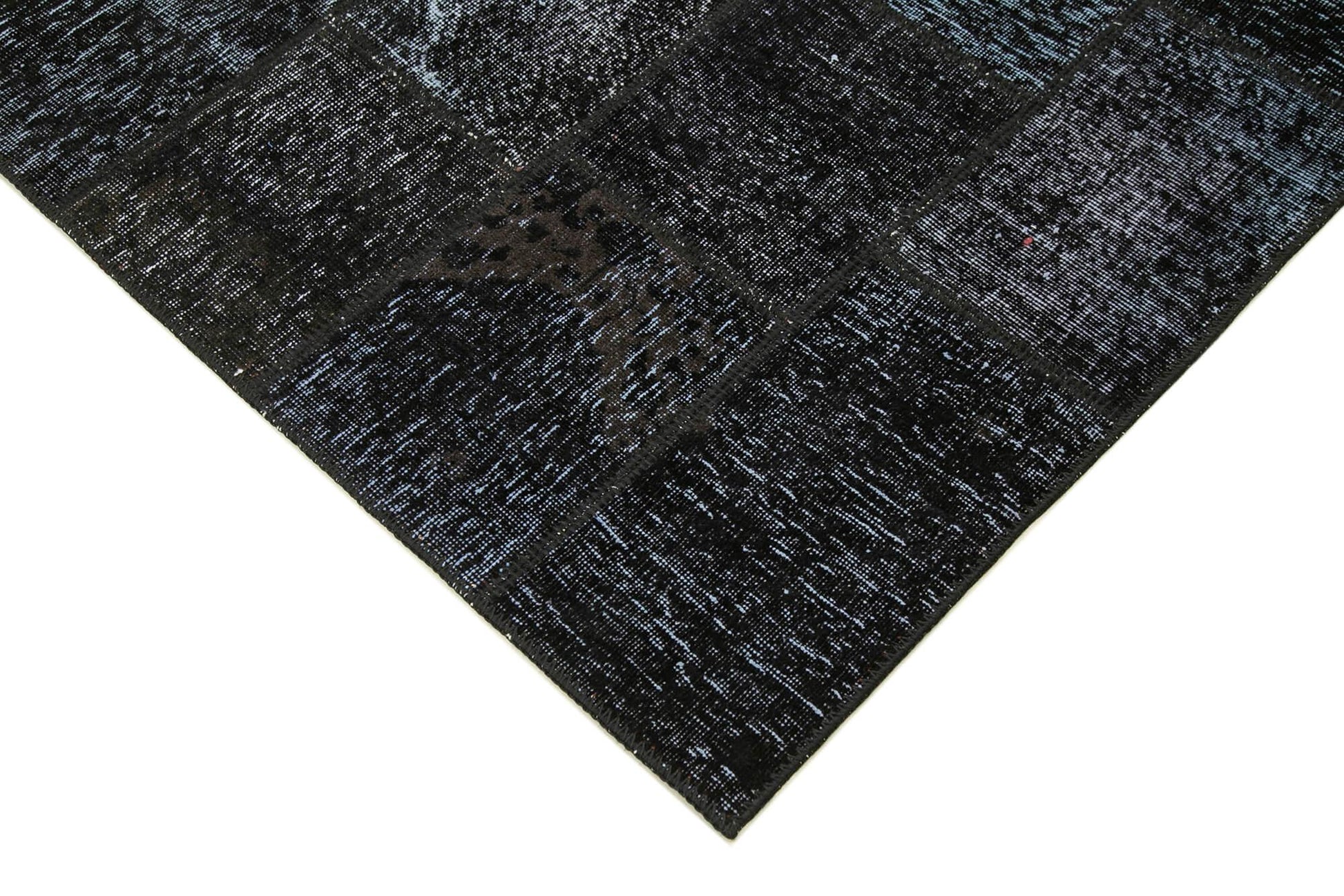 Kırk Yama Siyah Patchwork Pamuk Yün El Dokuma Halısı 172x242 Agacan