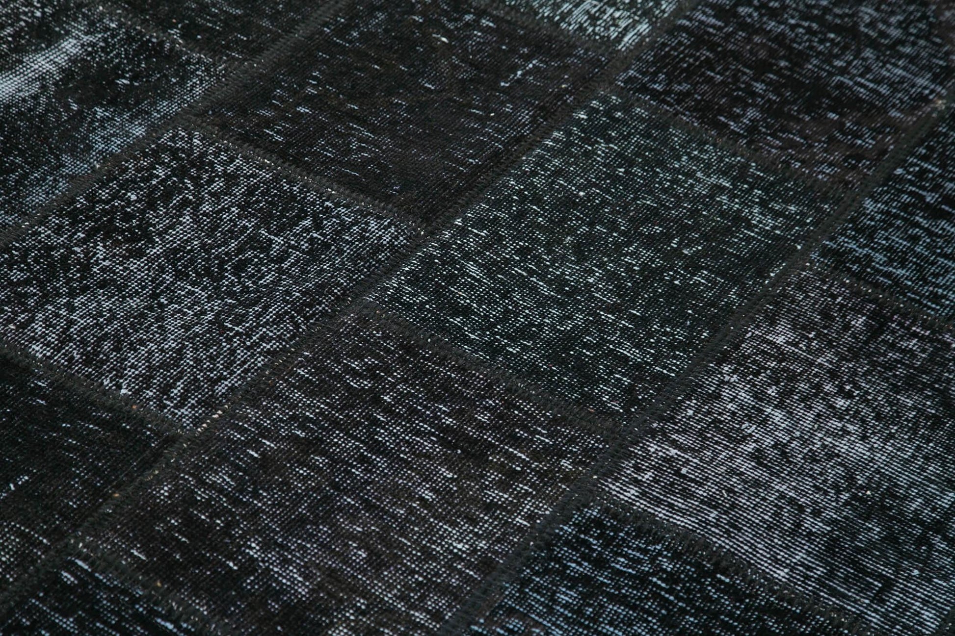 Kırk Yama Siyah Patchwork Pamuk Yün El Dokuma Halısı 172x242 Agacan