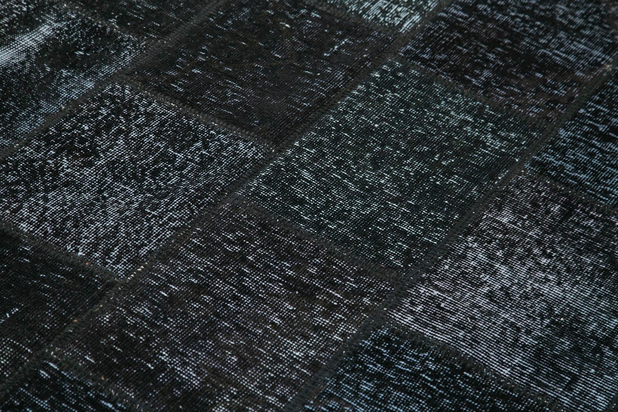 Kırk Yama Siyah Patchwork Pamuk Yün El Dokuma Halısı 172x242 Agacan