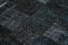 Kırk Yama Siyah Patchwork Pamuk Yün El Dokuma Halısı 172x242 Agacan