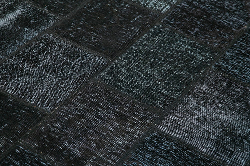 Kırk Yama Siyah Patchwork Pamuk Yün El Dokuma Halısı 172x242 Agacan