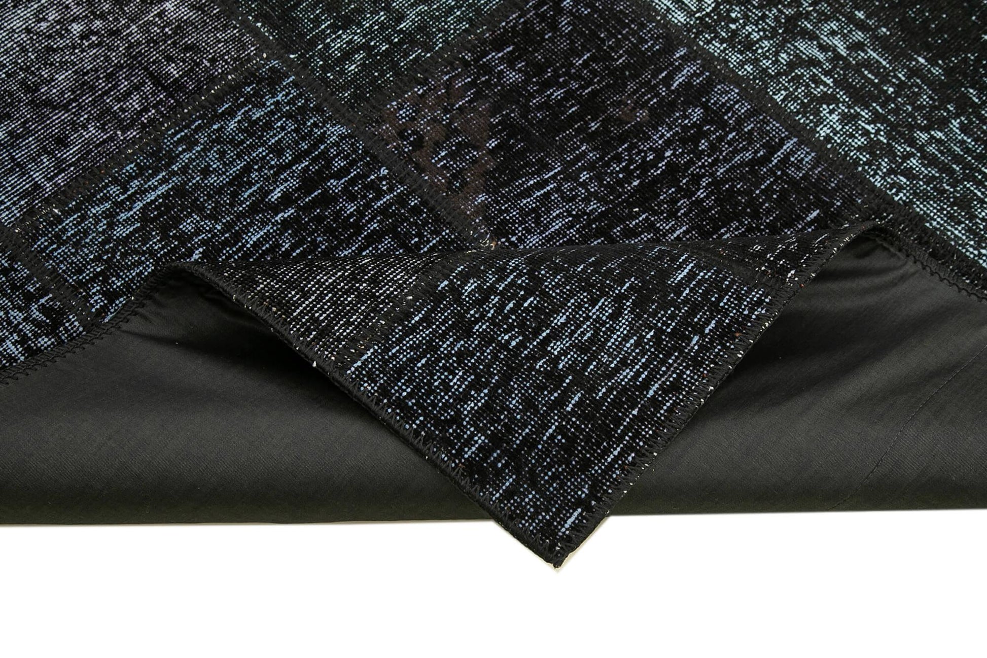 Kırk Yama Siyah Patchwork Pamuk Yün El Dokuma Halısı 172x242 Agacan