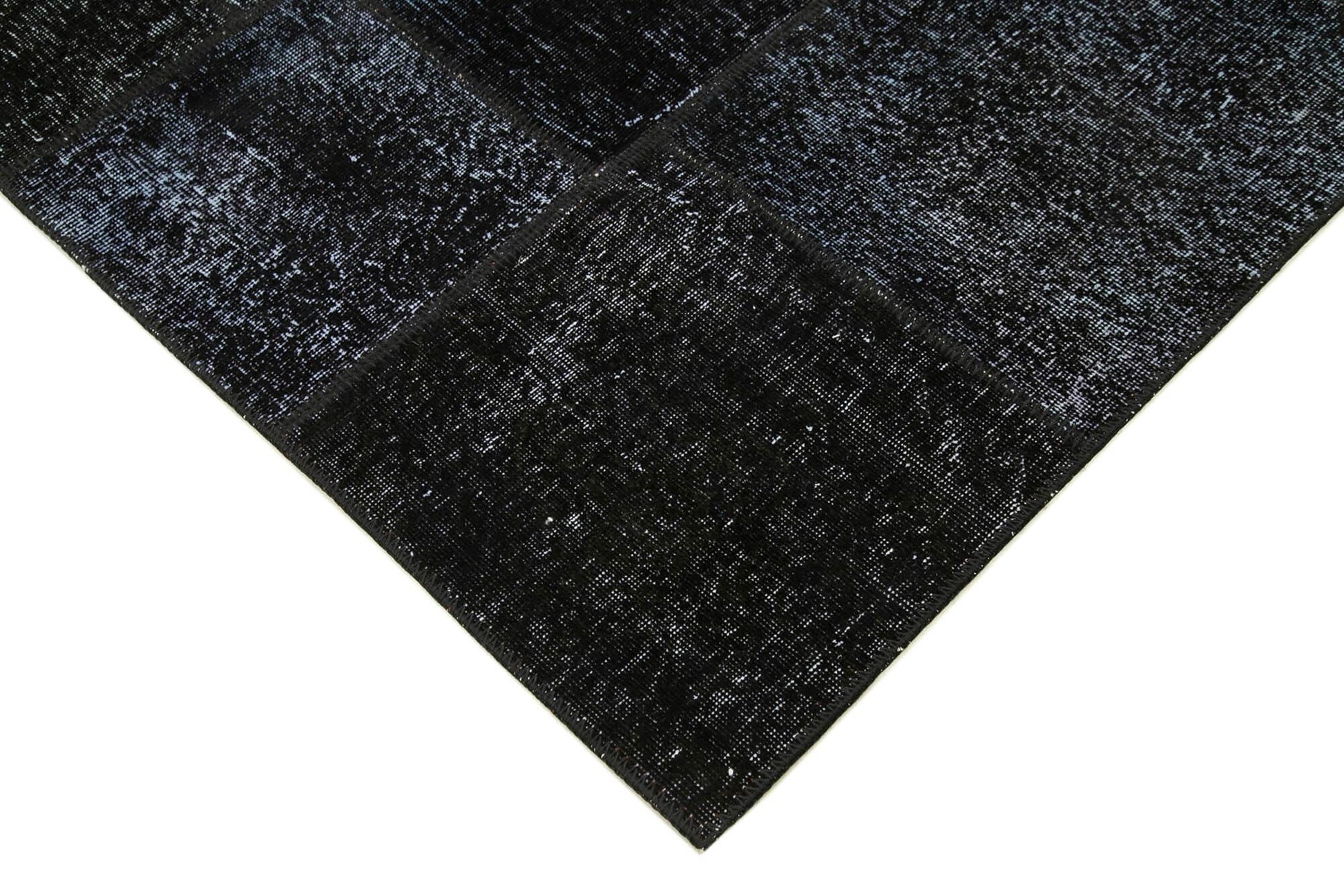 Kırk Yama Siyah Patchwork Pamuk Yün El Dokuma Halısı 172x243 Agacan