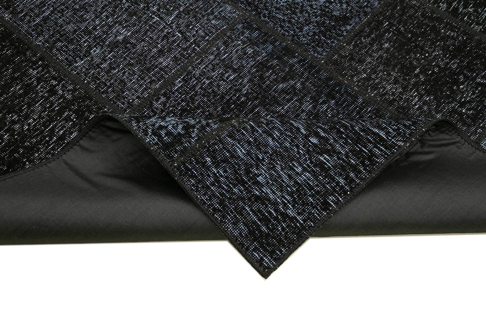 Kırk Yama Siyah Patchwork Pamuk Yün El Dokuma Halısı 172x243 Agacan