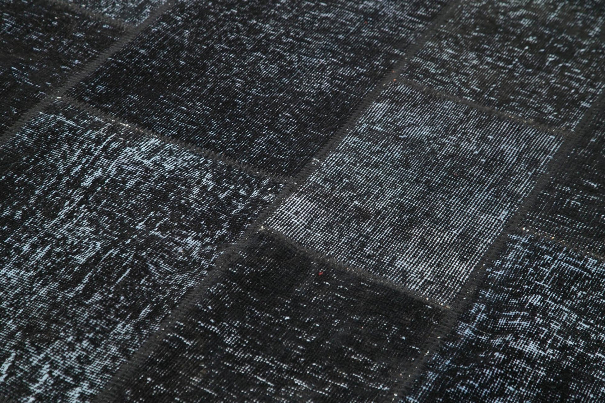 Kırk Yama Siyah Patchwork Pamuk Yün El Dokuma Halısı 172x244 Agacan