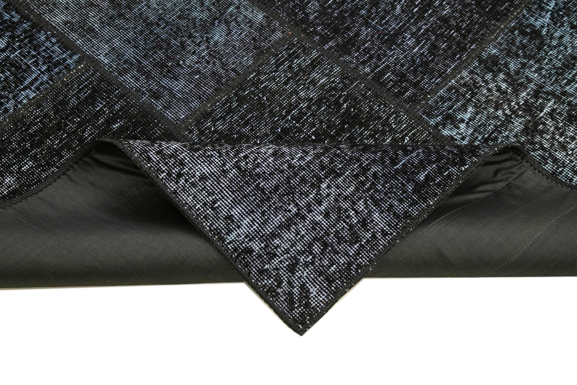 Kırk Yama Siyah Patchwork Pamuk Yün El Dokuma Halısı 172x244 Agacan