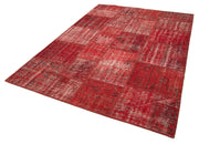 Kırk Yama Kırmızı Patchwork Pamuk Yün El Dokuma Halısı 177x248 Agacan
