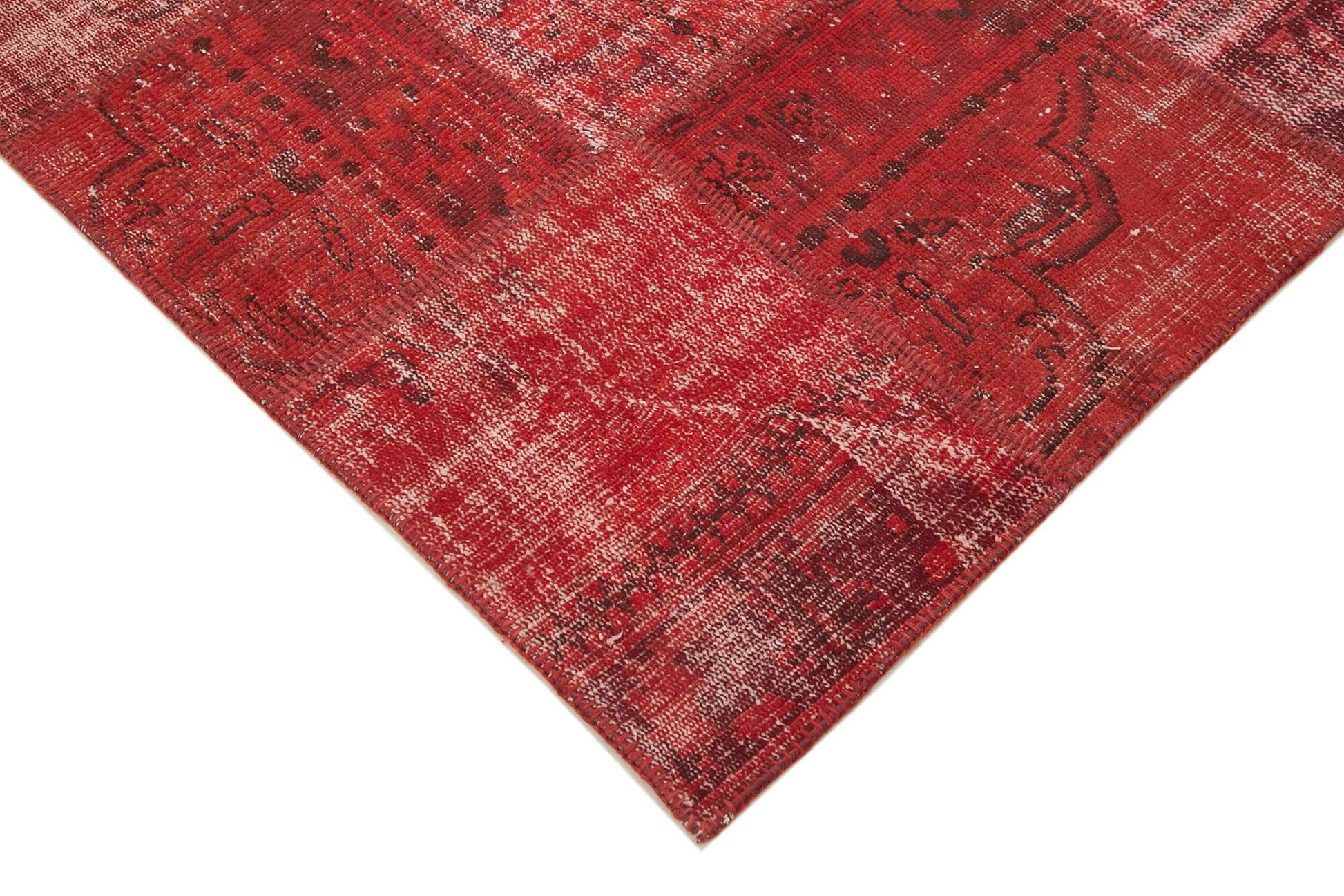 Kırk Yama Kırmızı Patchwork Pamuk Yün El Dokuma Halısı 177x248 Agacan