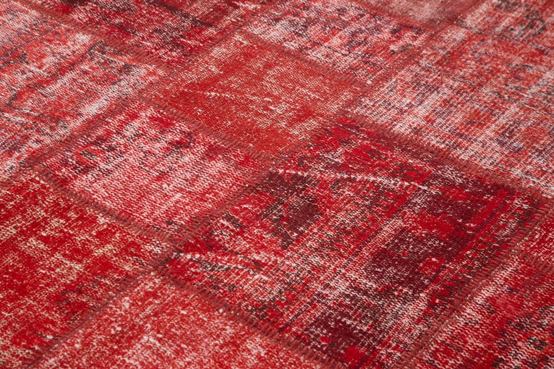 Kırk Yama Kırmızı Patchwork Pamuk Yün El Dokuma Halısı 177x248 Agacan