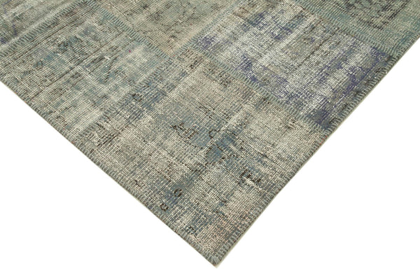 Kırk Yama Gri Patchwork Pamuk Yün El Dokuma Halısı 176x246 Agacan