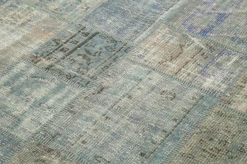 Kırk Yama Gri Patchwork Pamuk Yün El Dokuma Halısı 176x246 Agacan