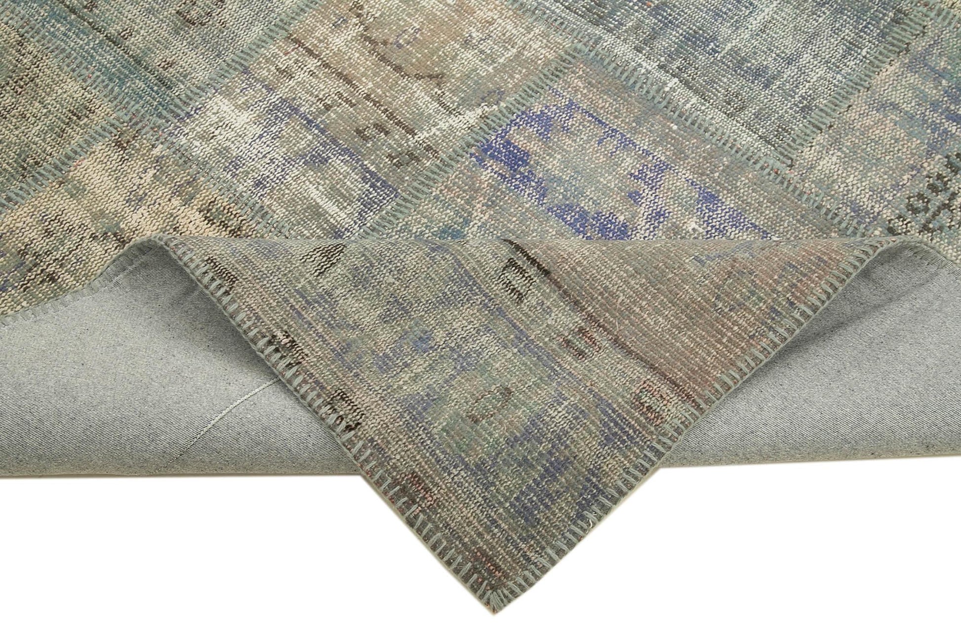 Kırk Yama Gri Patchwork Pamuk Yün El Dokuma Halısı 176x246 Agacan