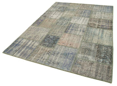 Kırk Yama Gri Patchwork Pamuk Yün El Dokuma Halısı 176x249 Agacan