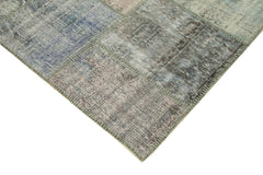 Kırk Yama Gri Patchwork Pamuk Yün El Dokuma Halısı 176x249 Agacan