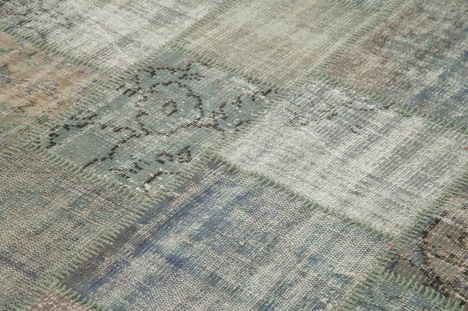 Kırk Yama Gri Patchwork Pamuk Yün El Dokuma Halısı 176x249 Agacan