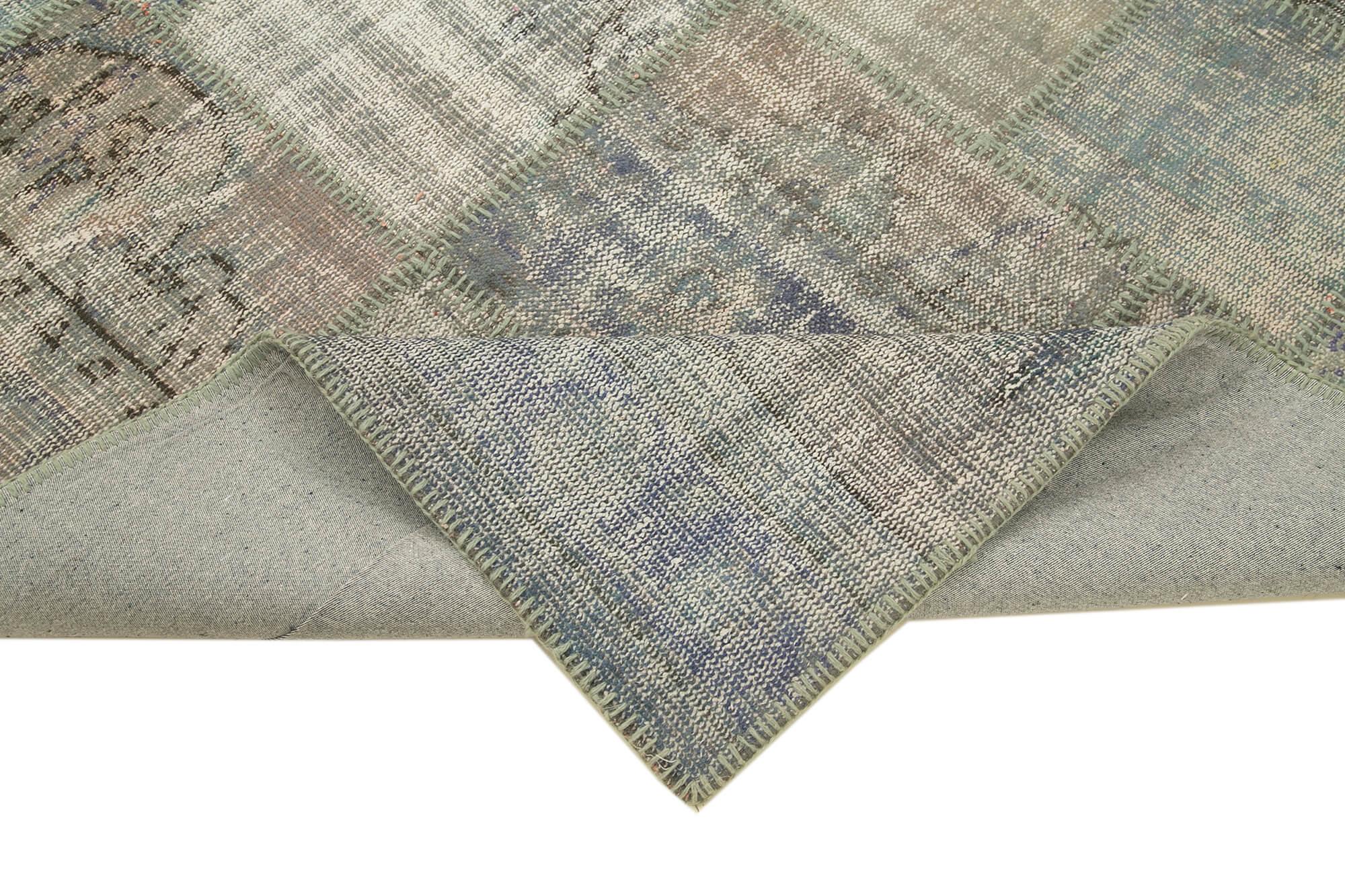 Kırk Yama Gri Patchwork Pamuk Yün El Dokuma Halısı 176x249 Agacan