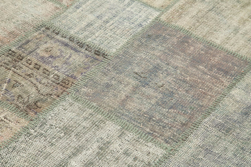 Kırk Yama Gri Patchwork Pamuk Yün El Dokuma Halısı 176x243 Agacan