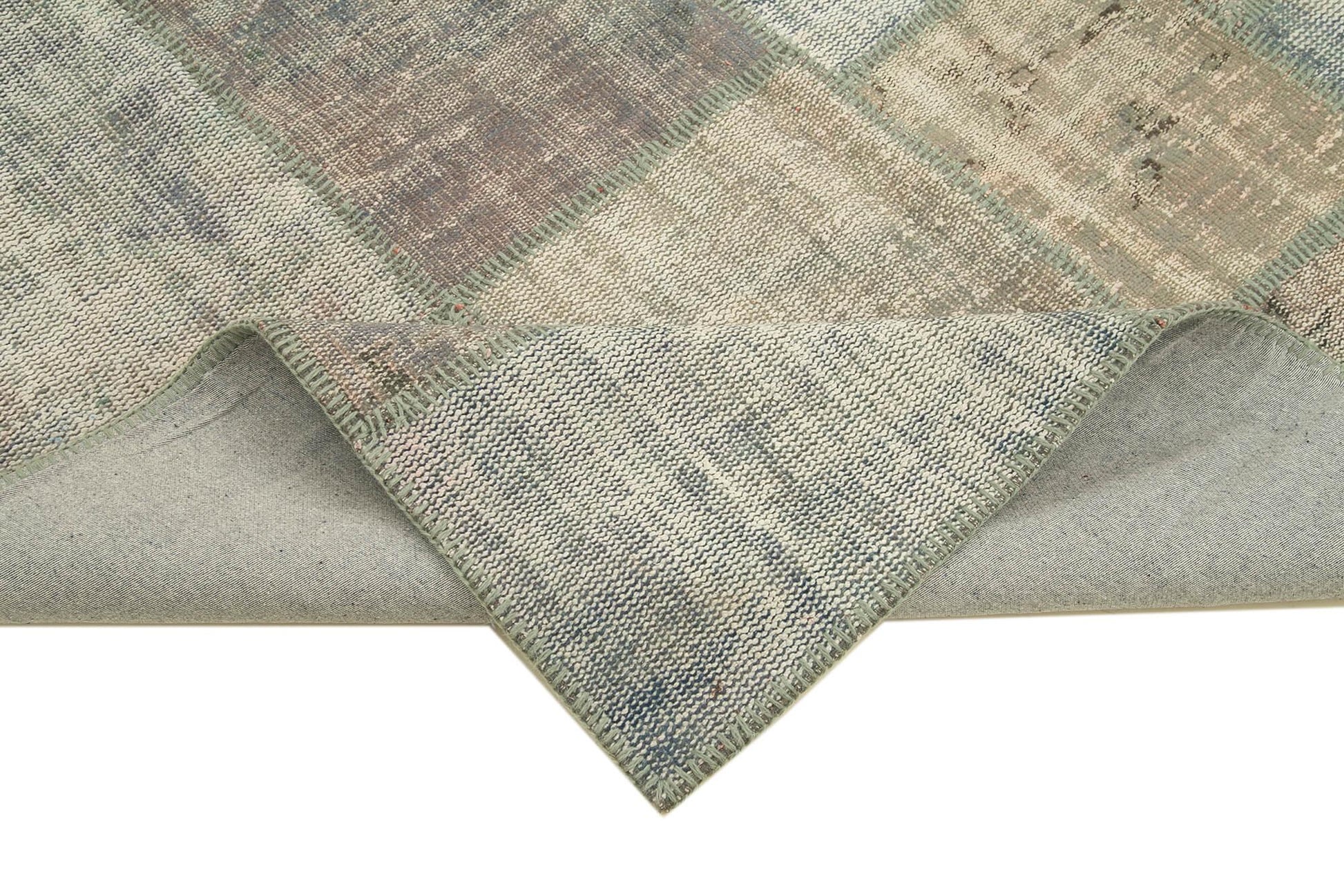 Kırk Yama Gri Patchwork Pamuk Yün El Dokuma Halısı 176x243 Agacan