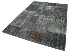 Kırk Yama Gri Patchwork Pamuk Yün El Dokuma Halısı 173x240 Agacan