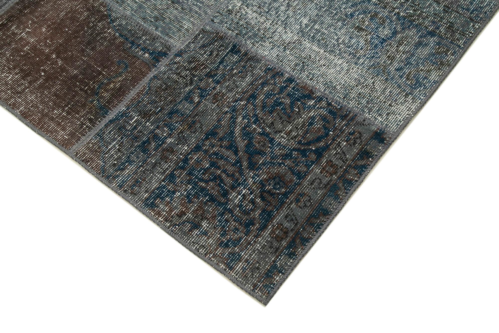 Kırk Yama Gri Patchwork Pamuk Yün El Dokuma Halısı 173x240 Agacan