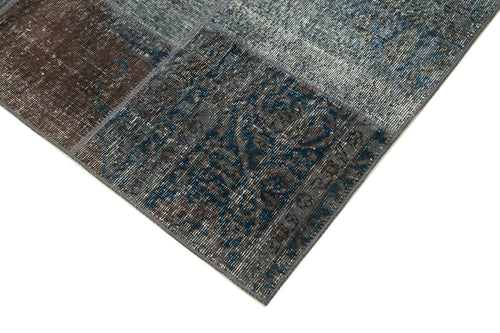 Kırk Yama Gri Patchwork Pamuk Yün El Dokuma Halısı 173x240 Agacan