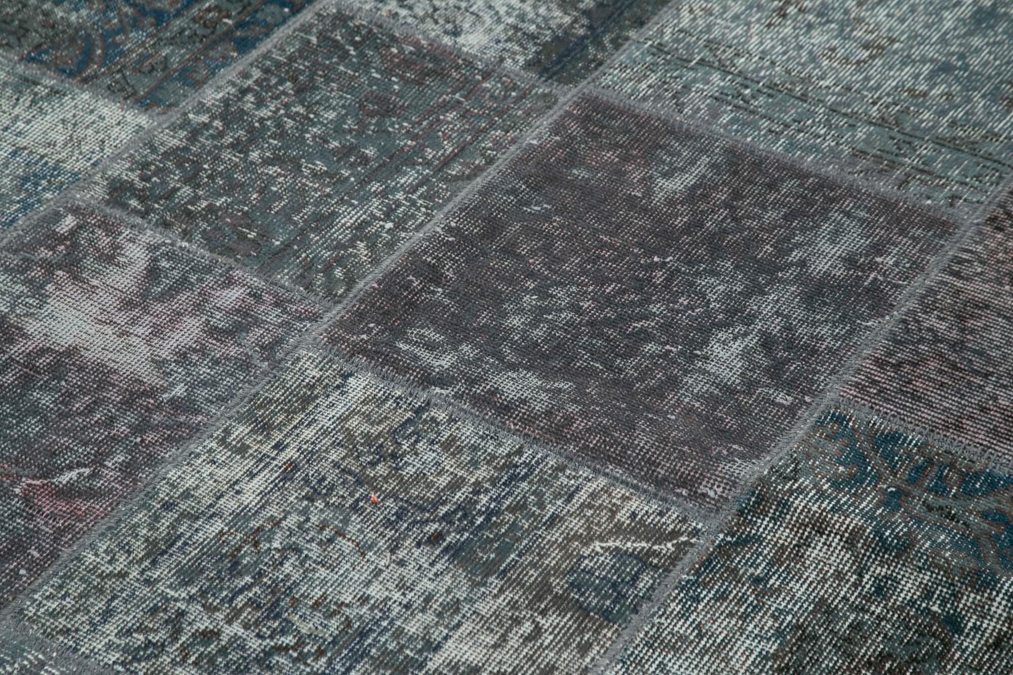 Kırk Yama Gri Patchwork Pamuk Yün El Dokuma Halısı 173x240 Agacan